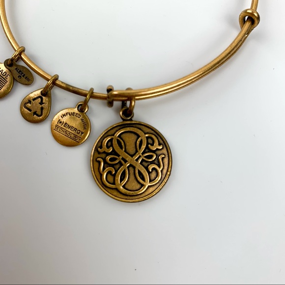 Alex and Ani Bangle Bar "Path of Life" Rafaelian Gold-Tone Expandable Bracelet - Picture 7 of 11